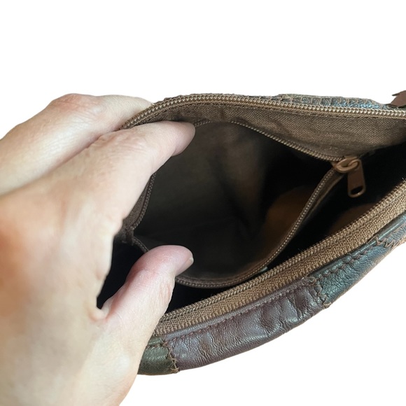 Vintage 90s leather patchwork crossbody mini bag brown - Picture 12 of 14